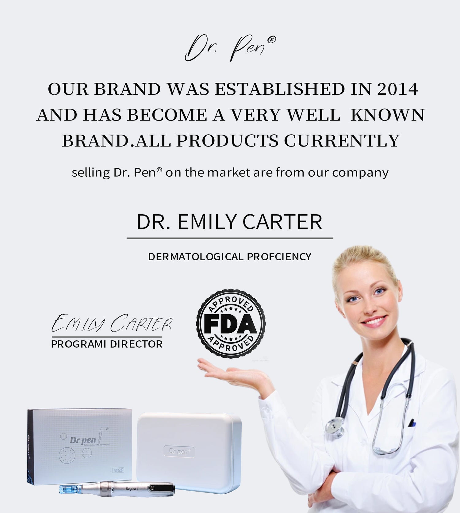 Dr. Pen M8S microneedling device recommended by dermatologists and FDA-cleared for safe, at-home skincare treatments