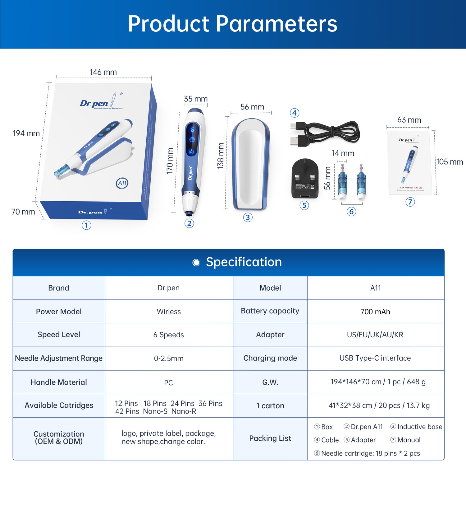 Dr. Pen A11 Ultima PRO Derma Microneedling Pen Kit