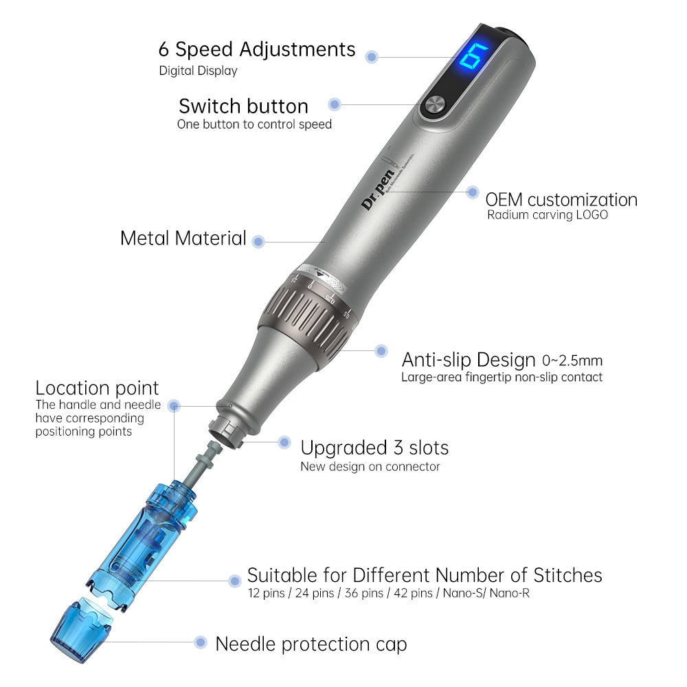 Dr. Pen M8S Microneedling Pen with FREE 20 Replacement Cartridges