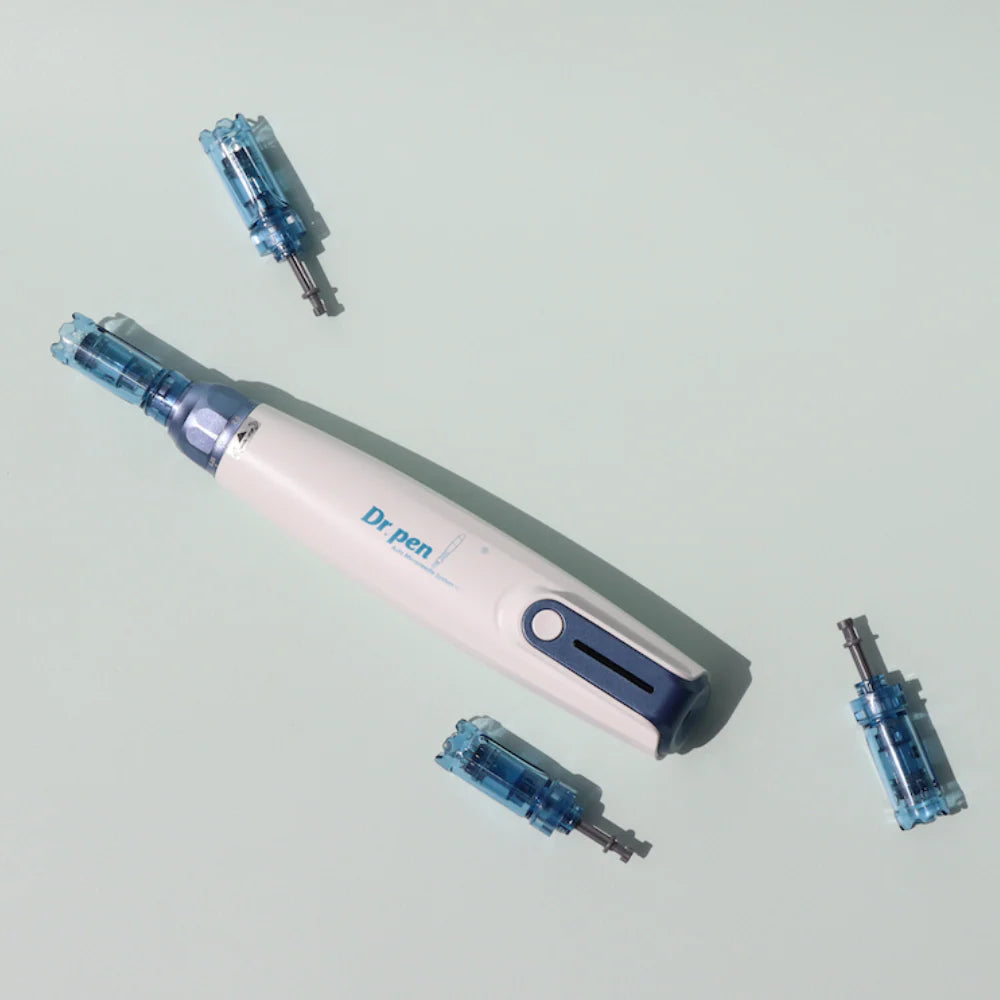 Dr. Pen A9 microneedling pen with replacement needle cartridges for home and salon use